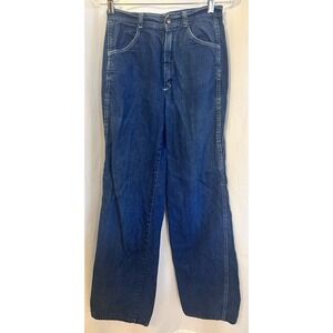 VTG Stuffed Jeans Medium Wash Blue 25" Waist High Rise Mom